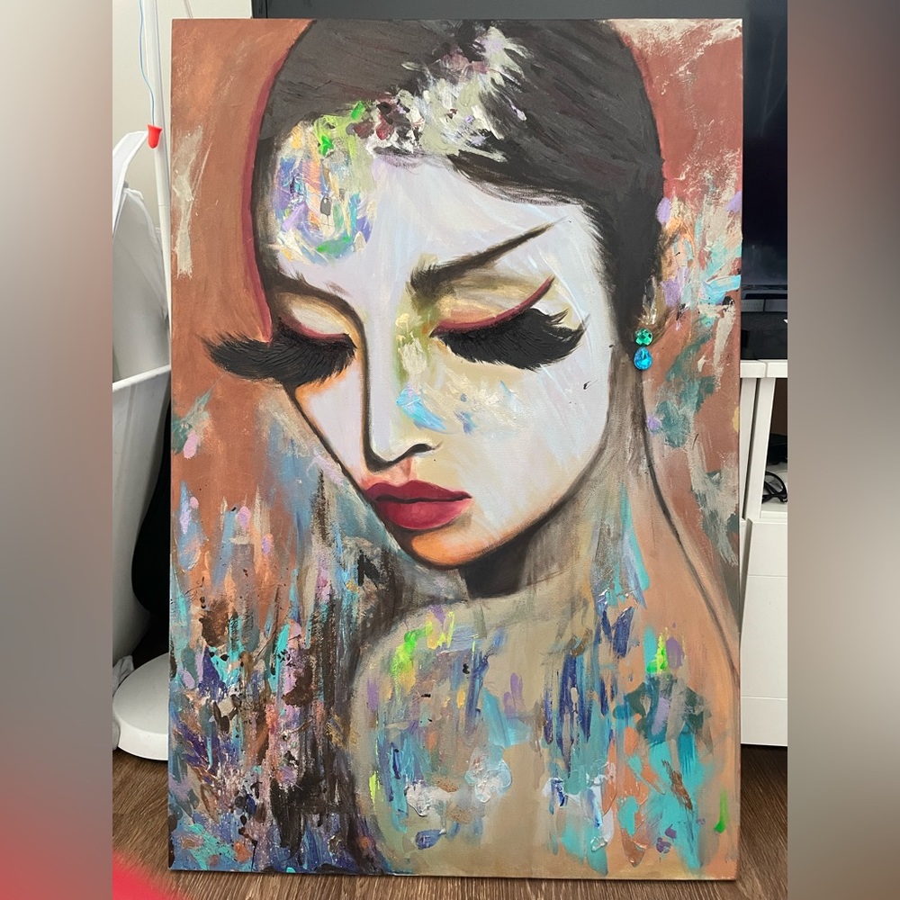 Mixed media abstract original painting 20 by 30. High quality materials.